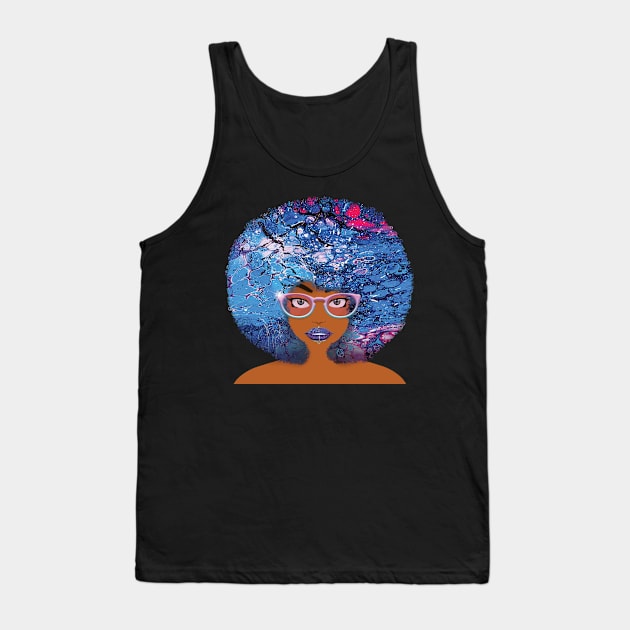 Galaxy Girl Blue Lava Afro Tank Top by FinalBeatComics